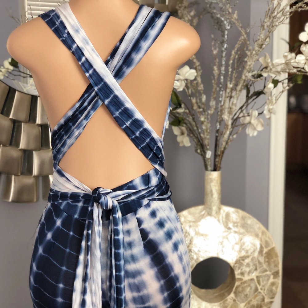 Blue & White Tie Dye Multi Wrap Jumper - Picture 6 of 8